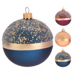 Γυάλινη μπάλα με strass 10cm σε τρία χρώματα 